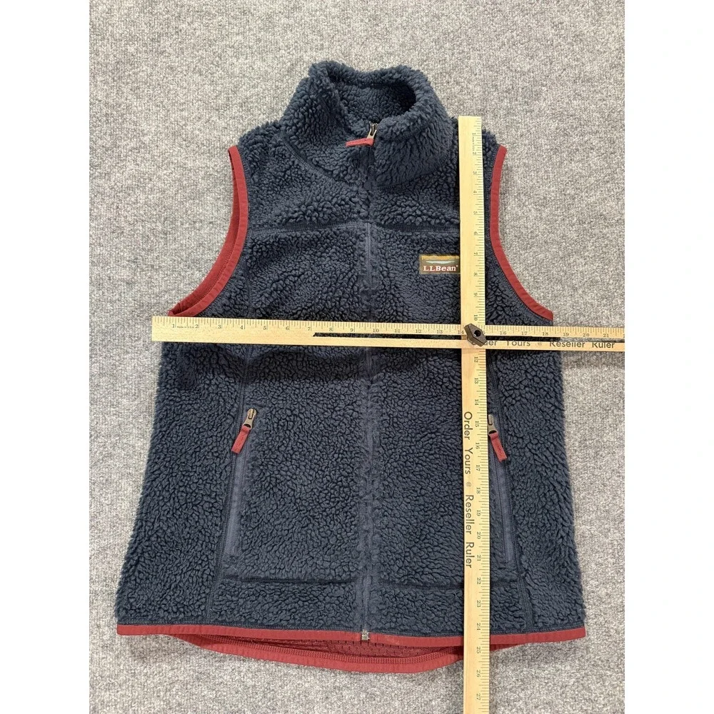 L.L. Bean Fleece Vest Womens Medium Blue Moutain Pile Sherpa Full Zip Outdoor - Picture 2 of 7